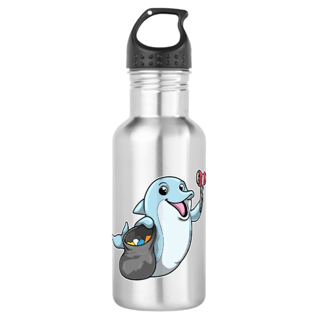 Dolphin as Cleaner with Trash bag 710 Ml Water Bottle (Front)