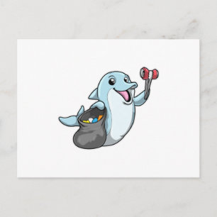 Dolphin as Cleaner with Trash bag Postcard