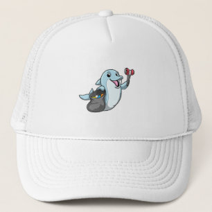 Dolphin as Cleaner with Trash bag Trucker Hat