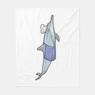 Dolphin as Cook with Chef hat Fleece Blanket