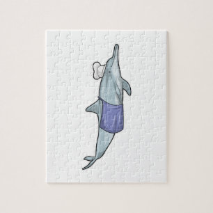 Dolphin as Cook with Chef hat Jigsaw Puzzle