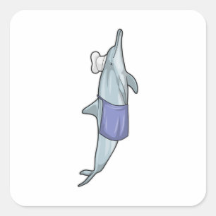 Dolphin as Cook with Chef hat Square Sticker