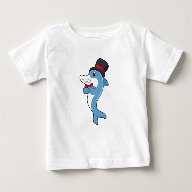 Dolphin as Gentleman with Hat Baby T-Shirt (Front)