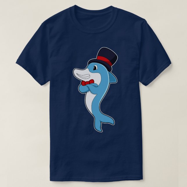 Dolphin As Gentleman With Hat  T-Shirt (Design Front)