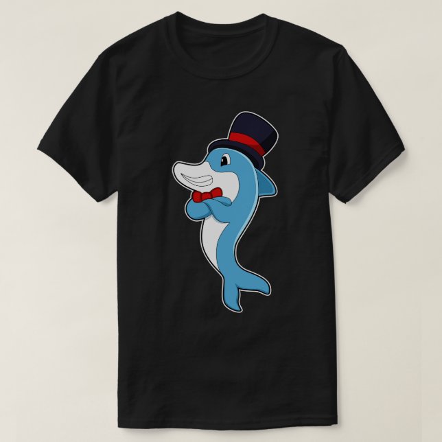 Dolphin as Gentleman with Hat T-Shirt (Design Front)