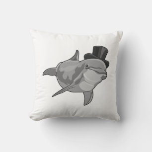 Dolphin as Gentleman with Top hat Cushion