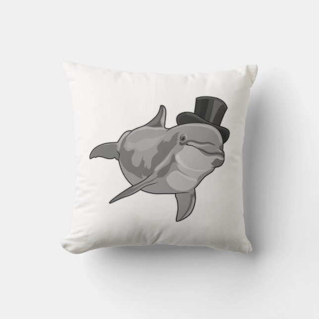 Dolphin as Gentleman with Top hat Cushion (Front)