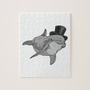 Dolphin as Gentleman with Top hat Jigsaw Puzzle