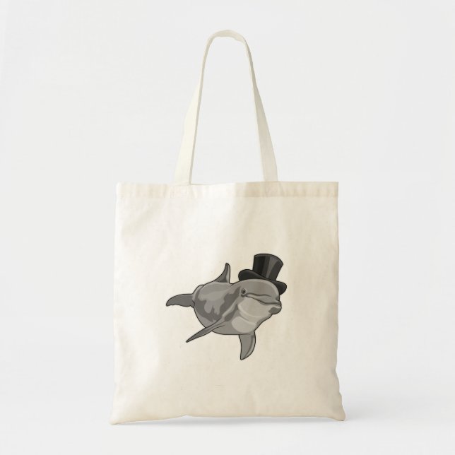 Dolphin as Gentleman with Top hat Tote Bag (Front)