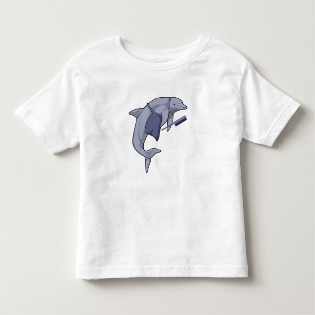 Dolphin as Hairdresser with Comb Toddler T-Shirt (Front)