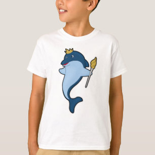 Dolphin as King with Staff & Crown T-Shirt