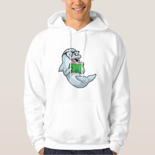 Dolphin as Nerd with Glasses & Book Hoodie