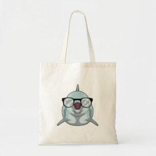 Dolphin as Nerd with Glasses Tote Bag