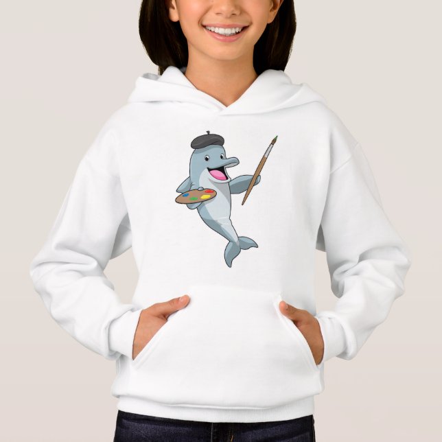 Dolphin as Painter with Paint brush & Color (Front)