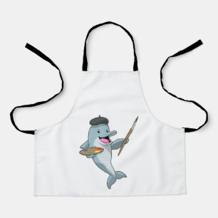 Dolphin as Painter with Paint brush & Colour Apron