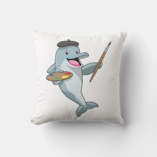 Dolphin as Painter with Paint brush & Colour Cushion