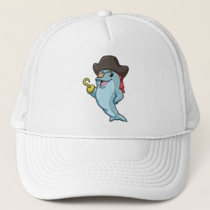 Dolphin as Pirate with Eye patch & Hooked hand Trucker Hat