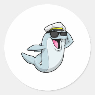 Dolphin as Policeman with Police hat Classic Round Sticker