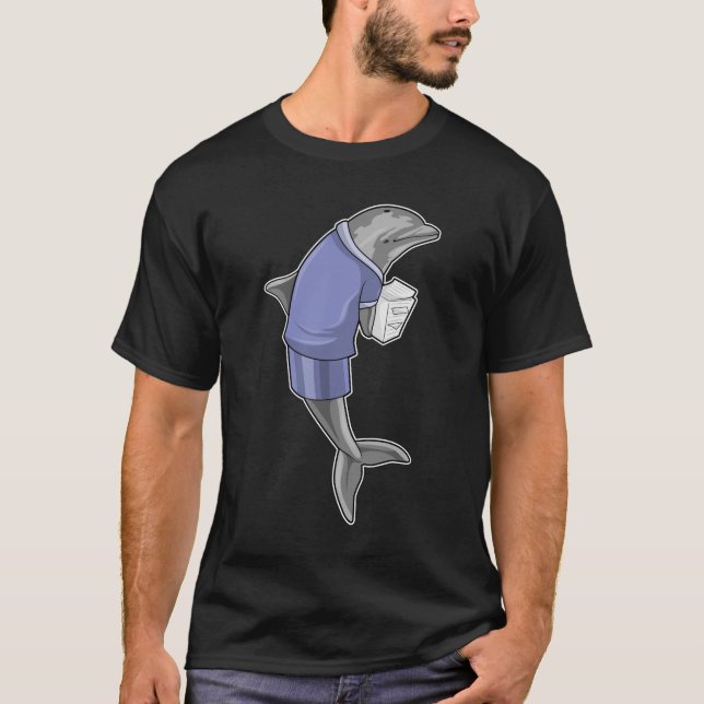 Dolphin as Secretary with Stack of paper T-Shirt (Front)