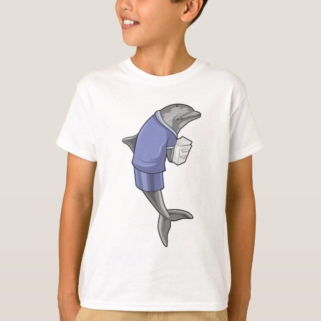 Dolphin as Secretary with Stack of paper T-Shirt (Front)