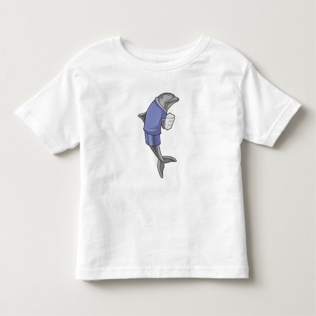 Dolphin as Secretary with Stack of paper Toddler T-Shirt (Front)