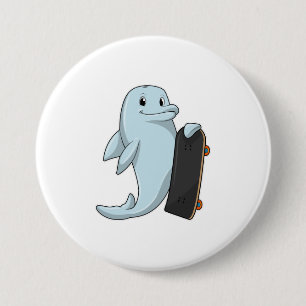 Dolphin as Skater with Skateboard 7.5 Cm Round Badge