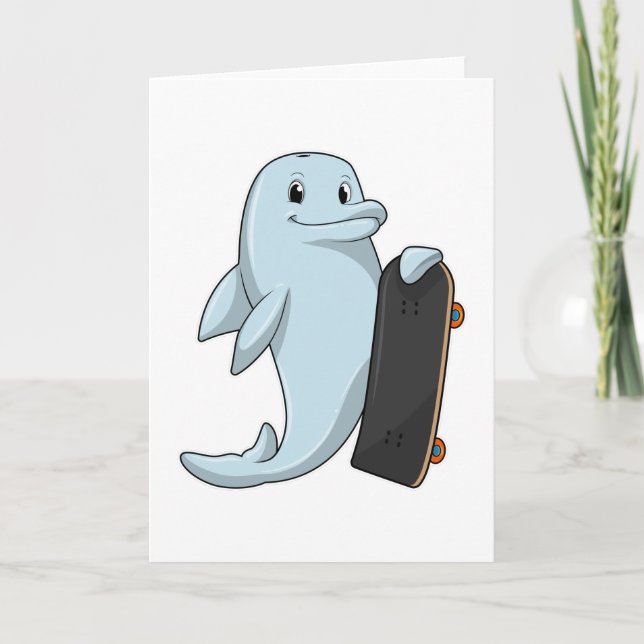 Dolphin as Skater with Skateboard Card (Front)