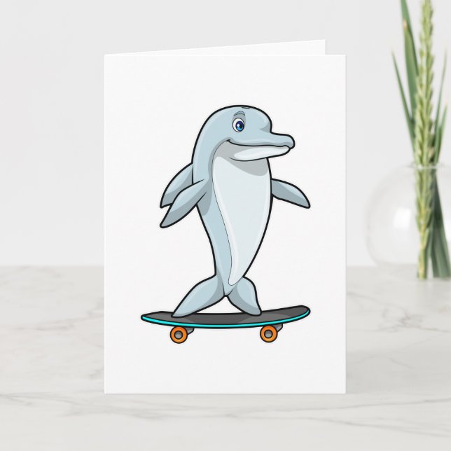Dolphin as Skater with Skateboard Card (Front)