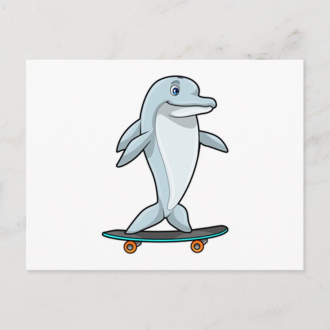 Dolphin as Skater with Skateboard Postcard (Front)