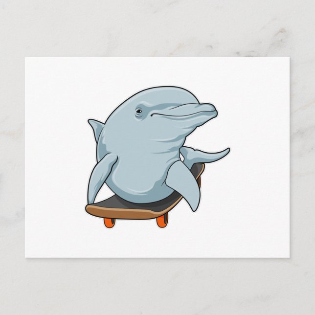 Dolphin as Skater with Skateboard Postcard (Front)