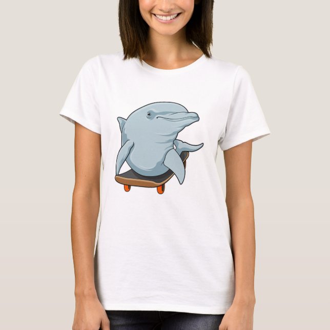 Dolphin as Skater with Skateboard T-Shirt (Front)