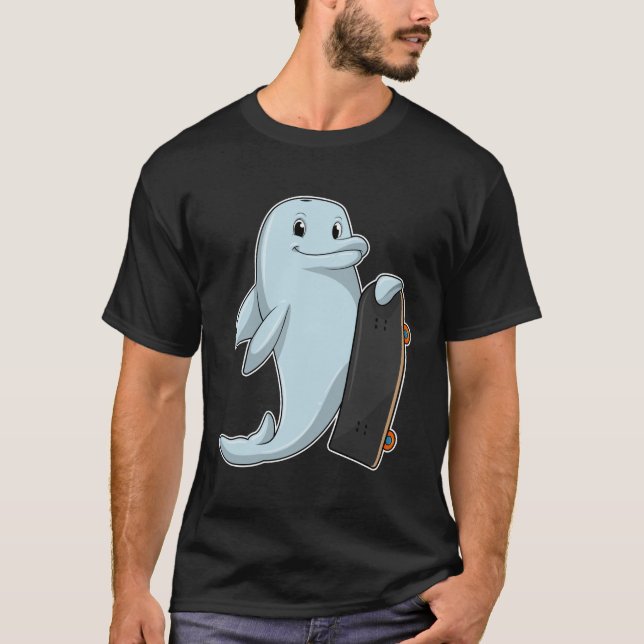 Dolphin as Skater with Skateboard T-Shirt (Front)