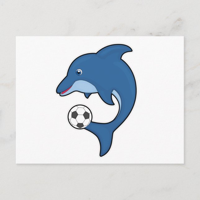 Dolphin as Soccer player with Soccer ball Postcard (Front)