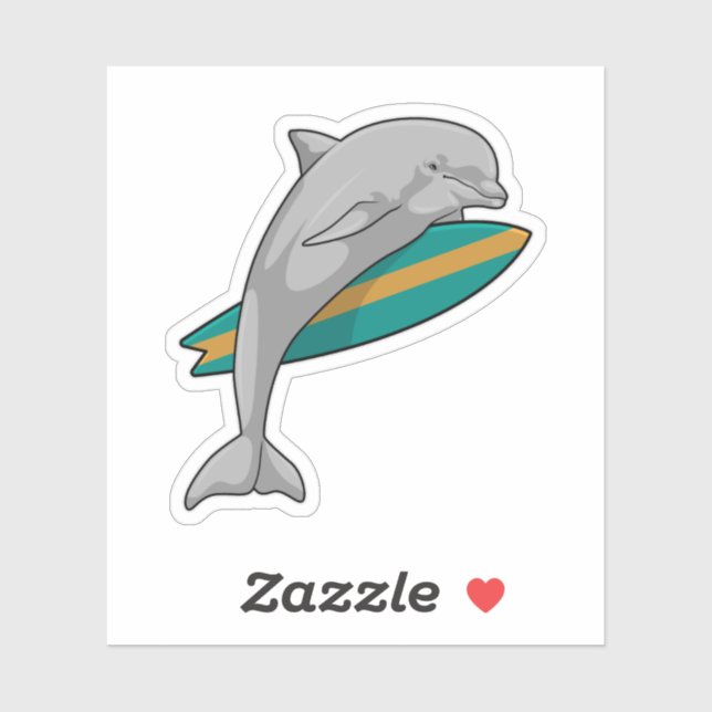 Dolphin as Surfer with Surfboard (Sheet)