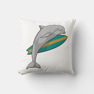 Dolphin as Surfer with Surfboard Cushion