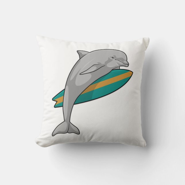 Dolphin as Surfer with Surfboard Cushion (Front)