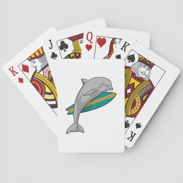 Dolphin as Surfer with Surfboard Playing Cards (Back)
