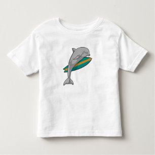Dolphin as Surfer with Surfboard Toddler T-Shirt