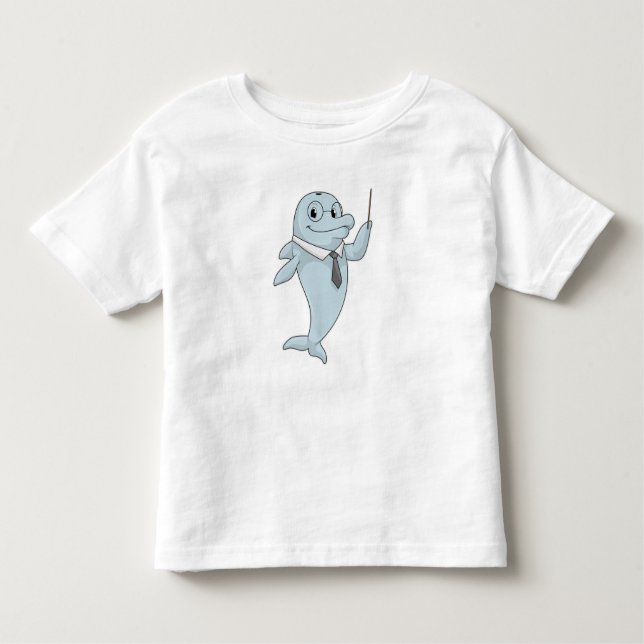 Dolphin as Teacher with Pointer Toddler T-Shirt (Front)