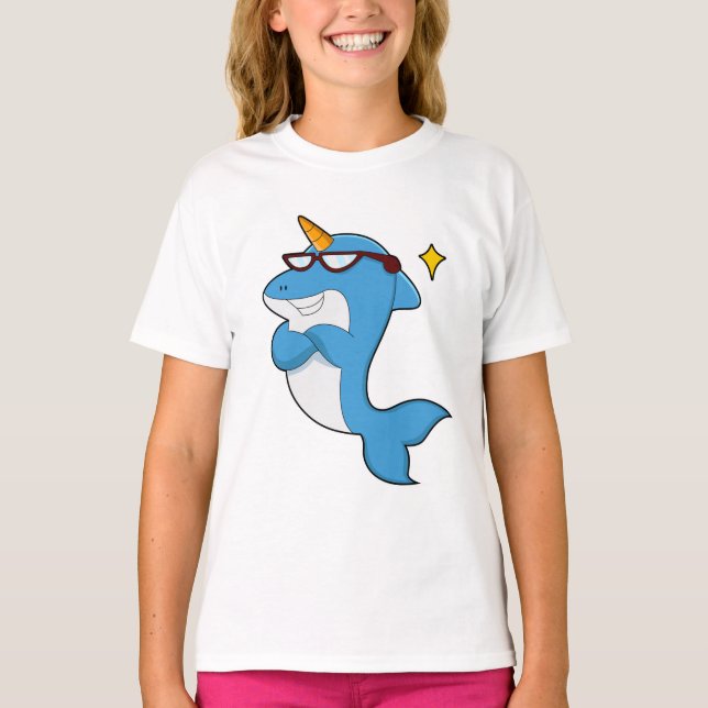 Dolphin as Unicorn with Glasses.PNG T-Shirt (Front)