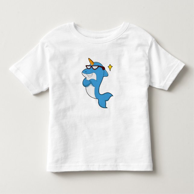 Dolphin as Unicorn with Glasses.PNG Toddler T-Shirt (Front)