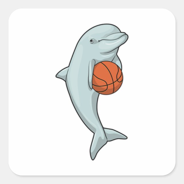 Dolphin at Basketball Sports Square Sticker (Front)