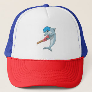 Dolphin at Cricket with Cricket bat Trucker Hat