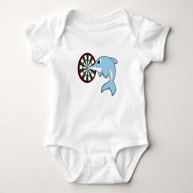 Dolphin at Darts with Dartboard Baby Bodysuit (Front)