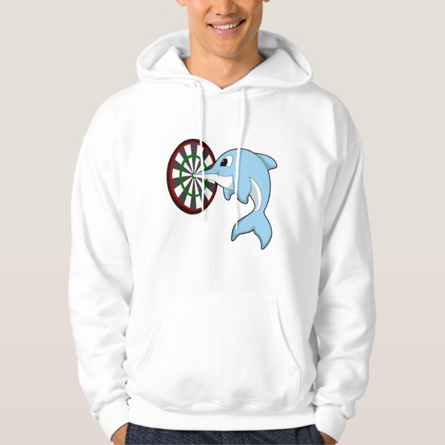 Dolphin at Darts with Dartboard Hoodie (Front)