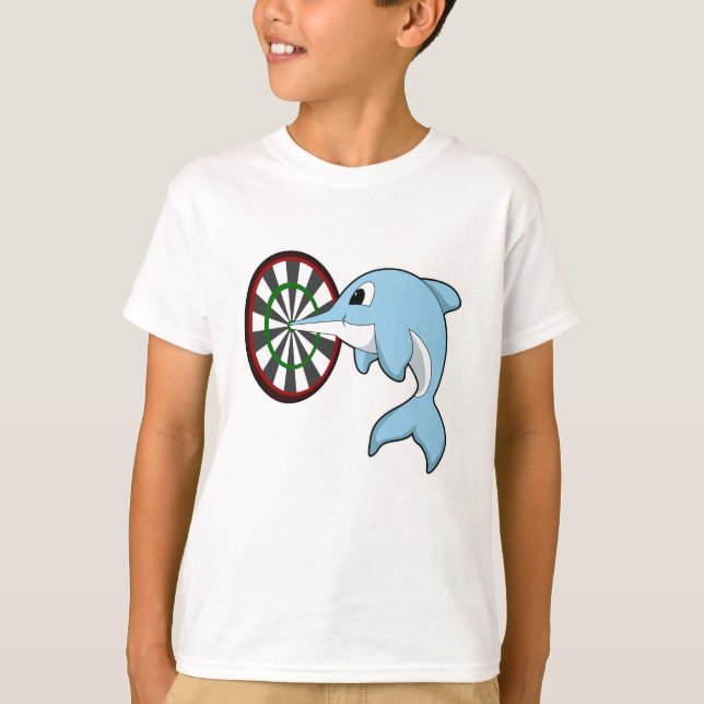 Dolphin at Darts with Dartboard T-Shirt (Front)