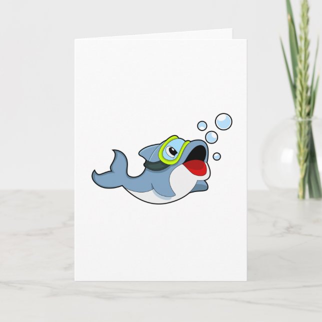 Dolphin at Diving with Water bubbles.PNG Card (Front)