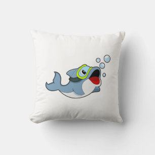 Dolphin at Diving with Water bubbles.PNG Cushion