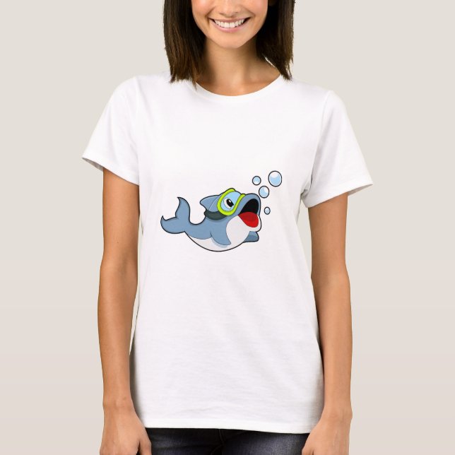 Dolphin at Diving with Water bubbles.PNG T-Shirt (Front)