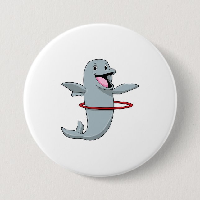 Dolphin at Endurance training with Fitness tires.p 7.5 Cm Round Badge (Front)
